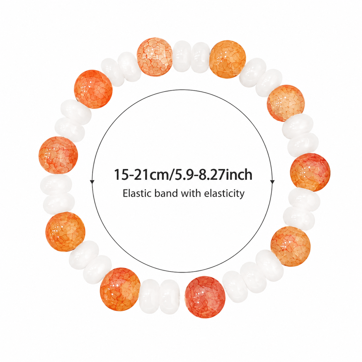 Warm Orange Gradient Exploding Flowers Glass Bead Bracelet, Casual Style